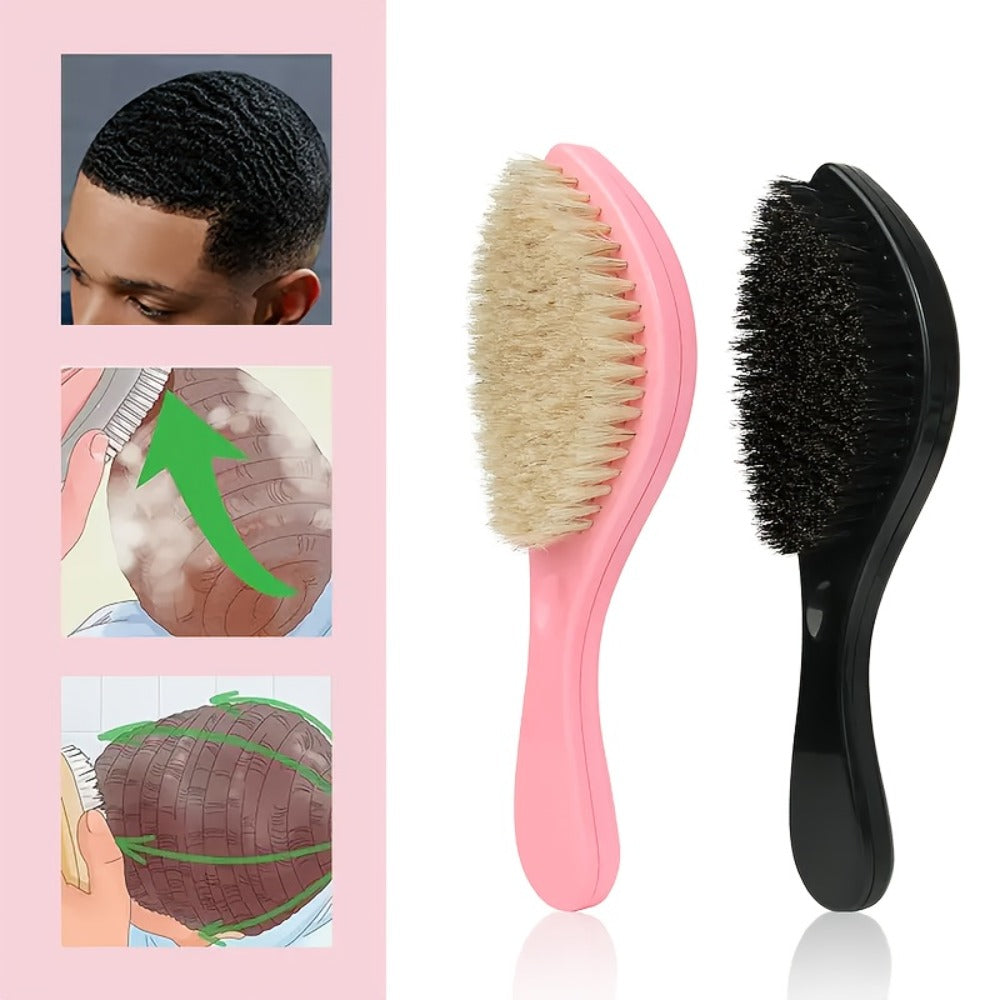 Wave Styling Brush with Curved Handle in Single-Brush or Five-Piece Hair Grooming Set Options