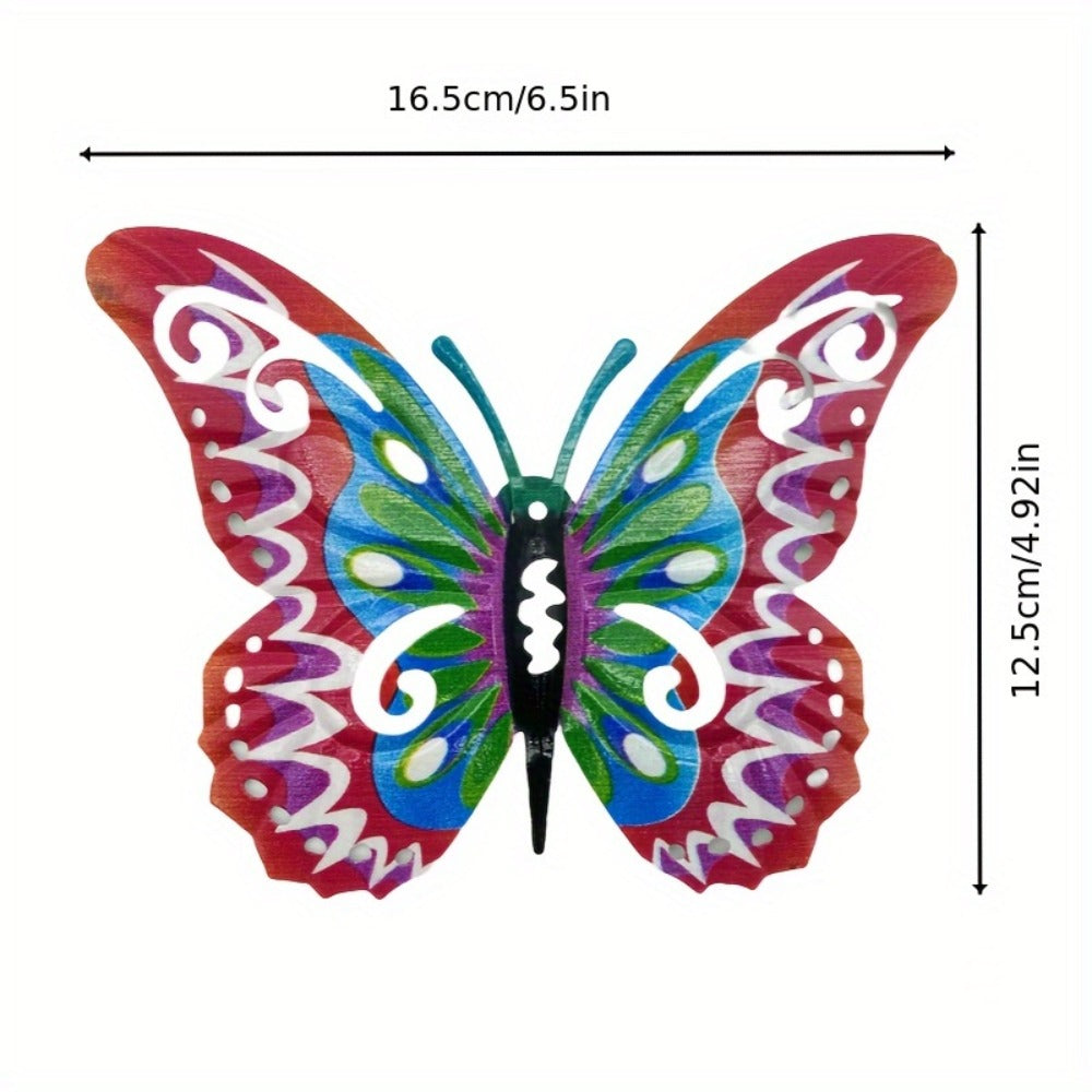 Colorful Metal Butterfly Wall Decor, Eight-Piece Set with 3D Folded Wings in Eight Distinct Designs