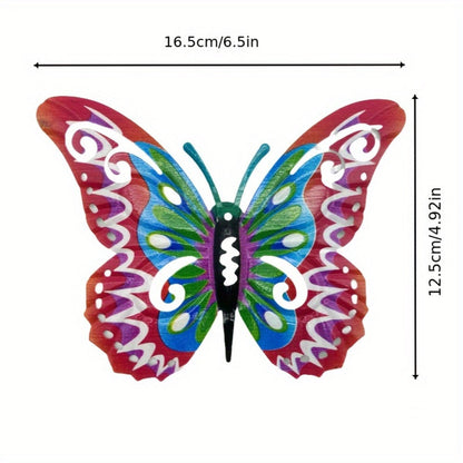 Colorful Metal Butterfly Wall Decor, Eight-Piece Set with 3D Folded Wings in Eight Distinct Designs