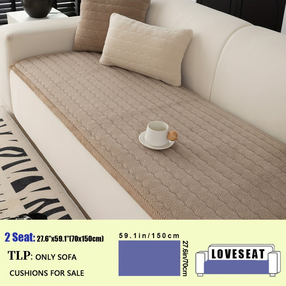 Sofa Cover Bohemian Short-Plush Quilted Panels for Armrest, Backrest and 2 to Large 4-Seater Sofas