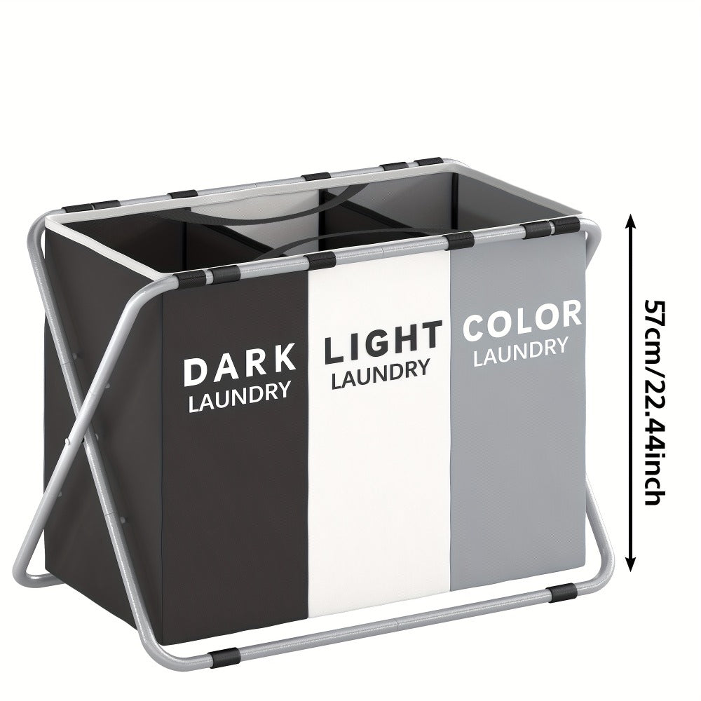 Fabric Laundry Sorter Hamper with Carry Handles in Two- or Three-Section Designs and 57 or 70cm Height Options