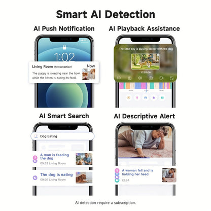 Indoor Security Camera 4-Pack Dual Band WiFi – Full Color Night Vision, Motion Detection Alerts, Two-Way Audio, Built-In Siren, Baby & Pet Monitor, 256GB SD & Cloud Storage for Home