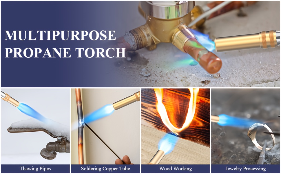 Torch Kit with Trigger Start Propane Torch Head, 5Ft Hose & Holster, Blow Torch for Brazing, Soldering, Welding, BBQ & Campfire, Propane Torch with Cylinder Clip Option (Cylinder Not Included)