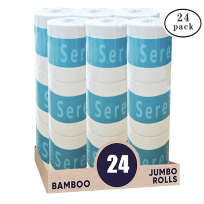 Three-Ply Bamboo Toilet Paper with 300 Sheets per Roll, 24-Roll Pack for Home, RV, Travel or Guest Bathrooms