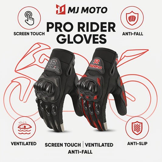 Motorcycle Gloves Full Finger Summer Breathable Touchscreen Hard Shell Protection Non-Slip Motocross Racing Gloves for Men Women, Black Red, M L XL