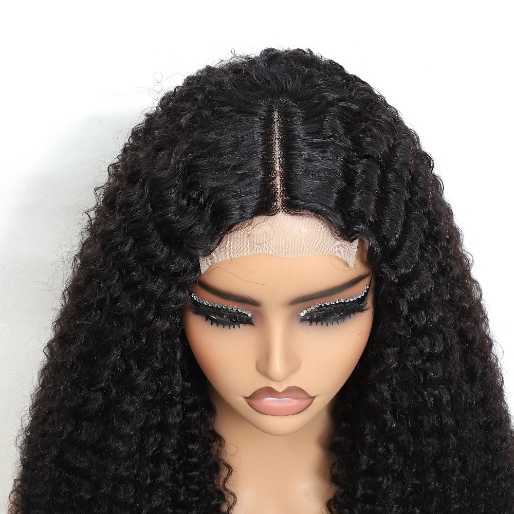 Lace Front Wig Kinky Curly Human Hair Style with 4x4x1 T-Part Lace, 180% Density and 12-22in Lengths