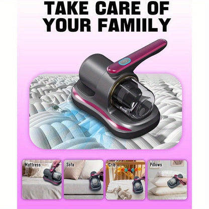 Cordless Mattress Vacuum Cleaner with 4500Pa Label, Two-Speed Control, Clear Dust Cup and Purple Trim