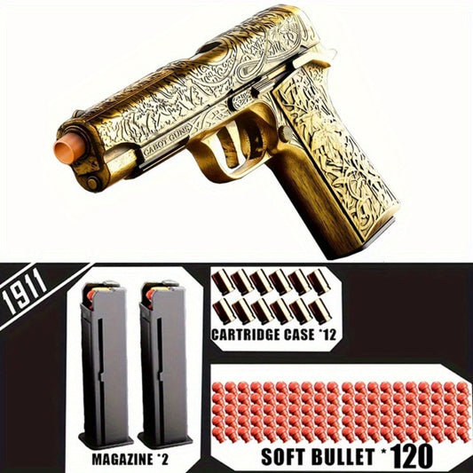 Soft Bullet Toy Gun Pistol with 120 Bullets 12 Shells & 2 Magazines – Hollow Hanging Foam Blaster for Kids Boys Girls Ages 6+, Outdoor Shooting Game Birthday Halloween Christmas Gift Pink or Khaki
