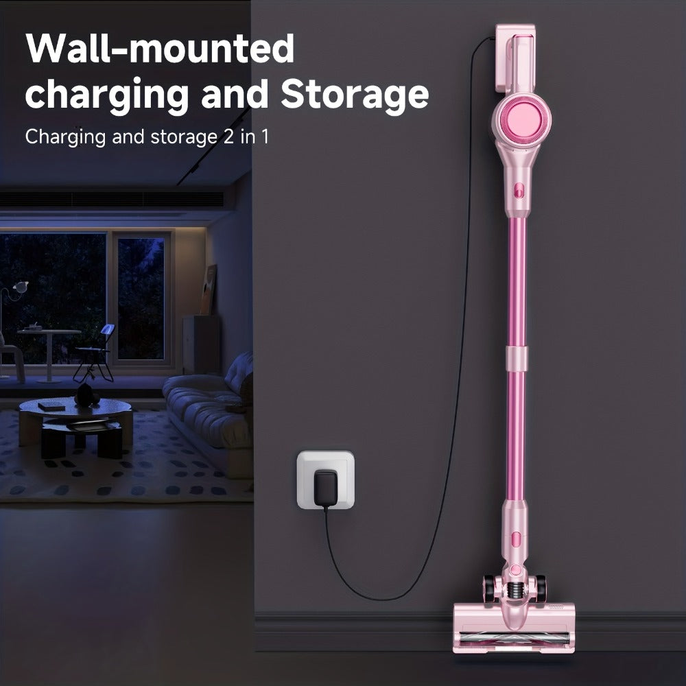 Cordless Vacuum Cleaner 55KPa 8-in-1 Stick Vacuum with LED Light 180° Swivel Lightweight Wireless for Hardwood Carpet Pet Hair Stairs Car Sofa Home Office