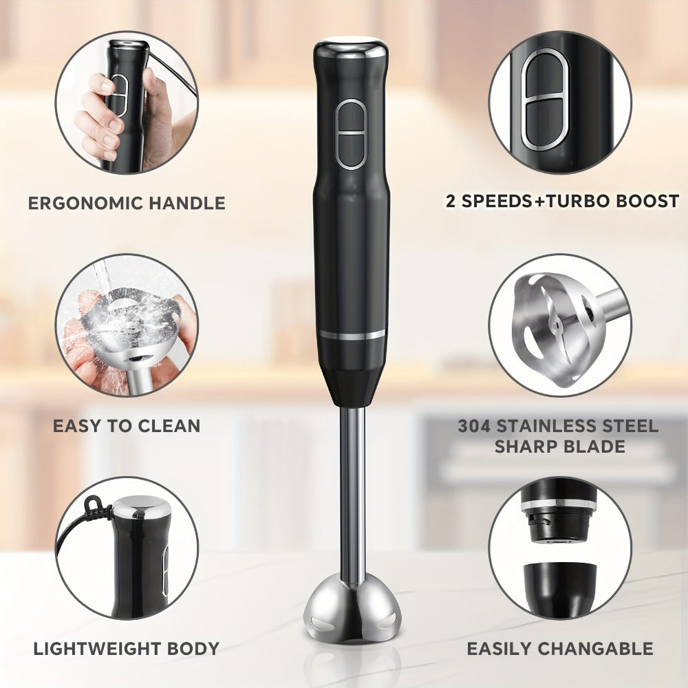 400W Immersion Blender with Two-Button Control, Detachable Shaft and 38 cm Black Handheld Body