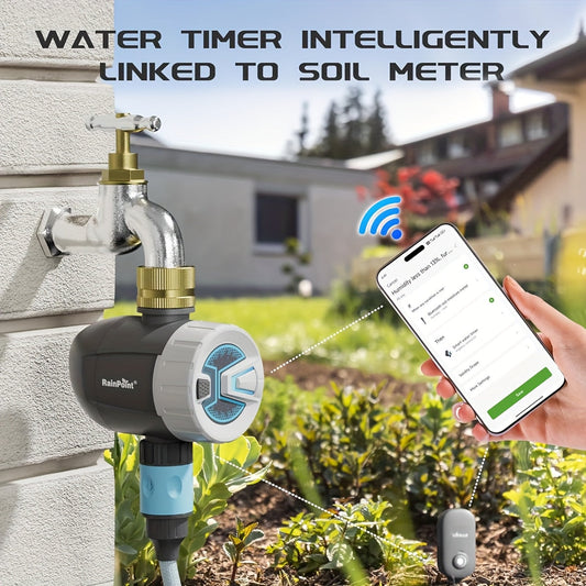 WiFi Garden Watering Timer with Brass Inlet, App & Voice Control, Automatic Irrigation System