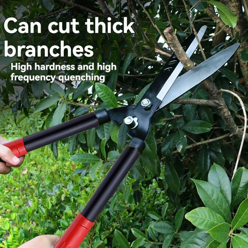 Long-Handle Hedge and Twig Shears, 20.4 Inches Overall with 10.8-Inch Blades and Red Grip Ends