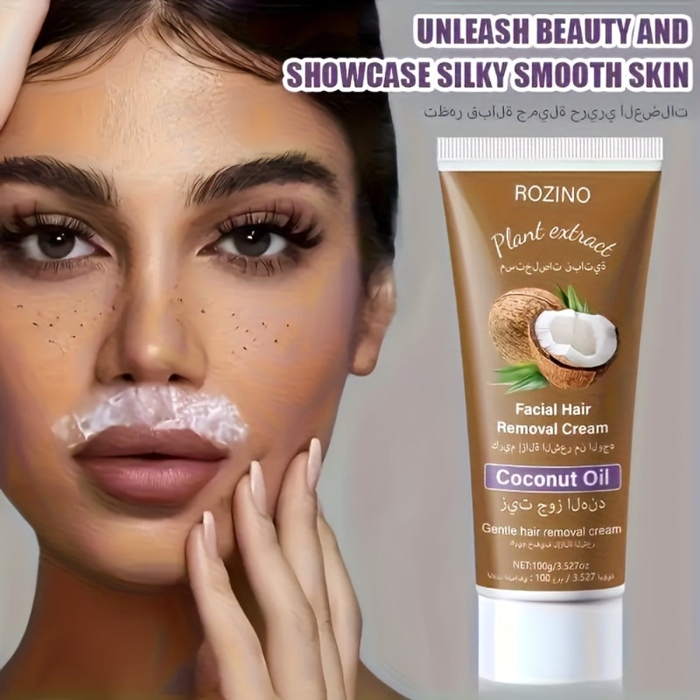 Hair Removal Cream ROZINO 100g Coconut Tube with Carton for Women’s External Body Grooming Routine