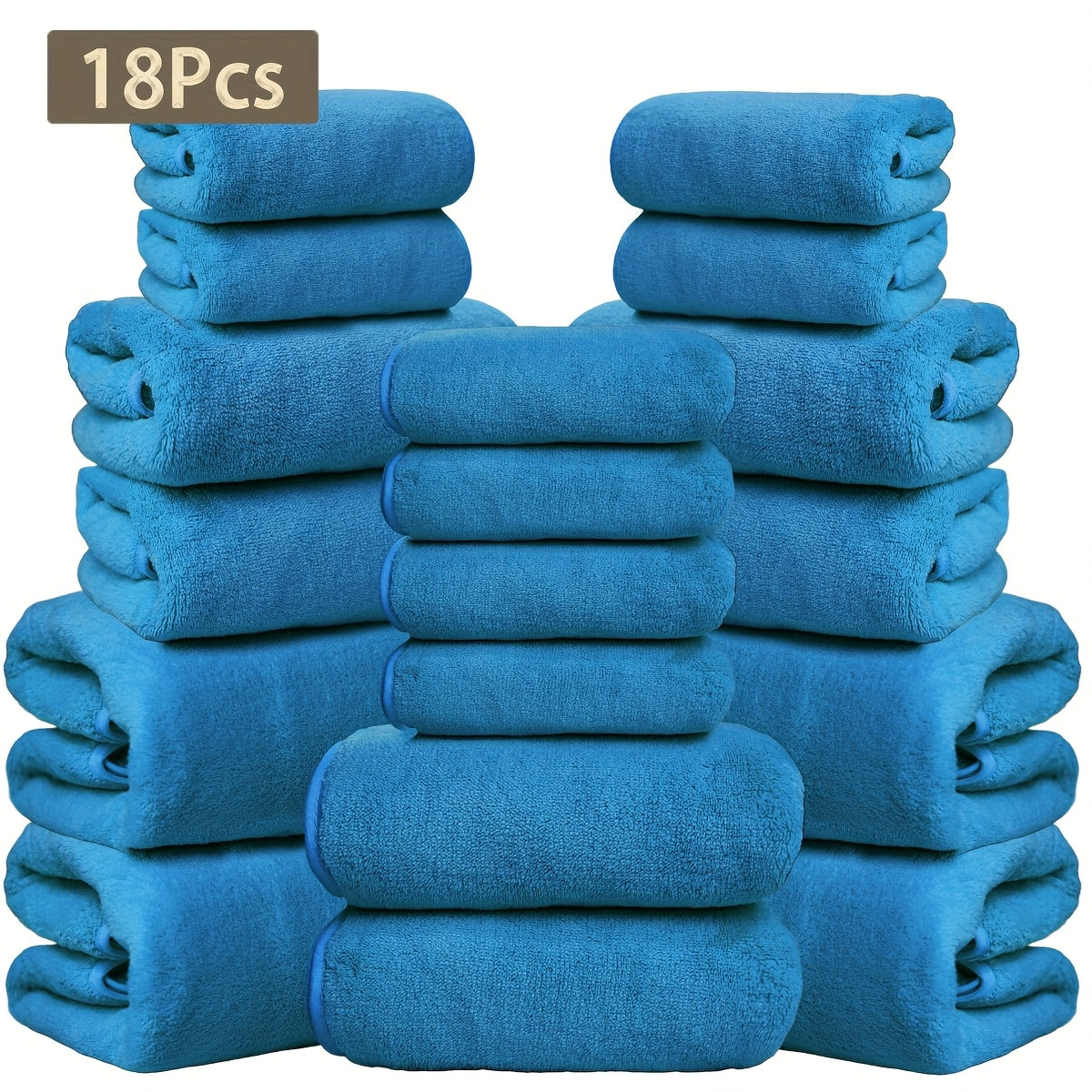 Coral Velvet Bath Towel Set 18pcs – 4 Bath Towels 4 Hand Towels 10 Washcloths Hotel Quality Soft Absorbent