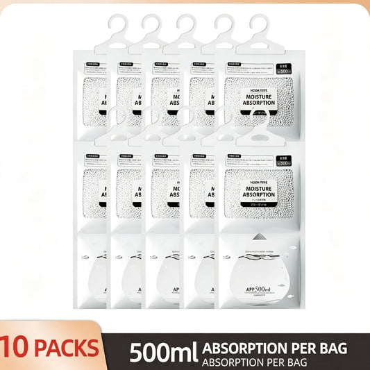 Moisture Absorber Bags 20 Pack Hanging Dehumidifier Bags 90-Day Power-Free Reusable Damp Absorber with Hooks for Wardrobe Bedroom Bathroom Closet