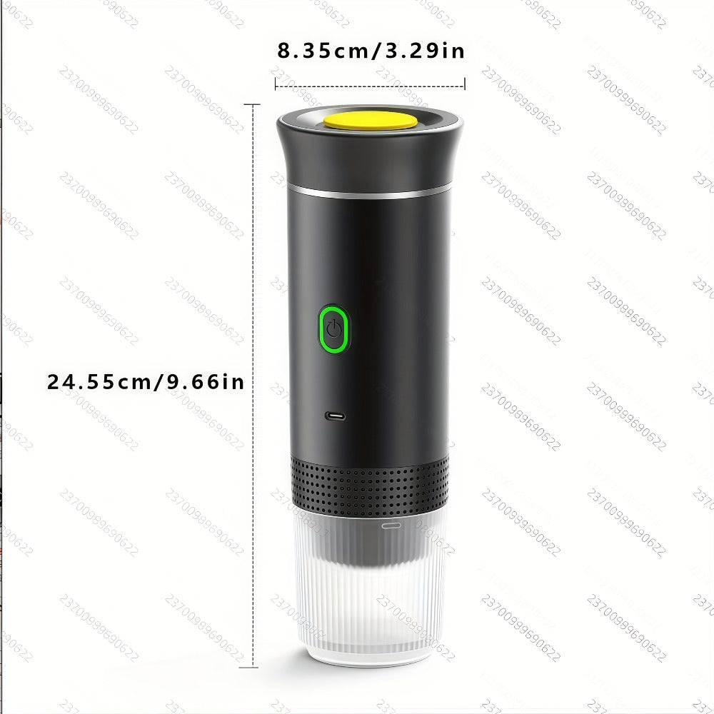 Portable Capsule Coffee Machine USB Rechargeable One-Touch Brewing Compact Automatic Espresso Maker for Travel Office Dorm Room Under 1L Stylish Transparent Design for Coffee Lovers Black White