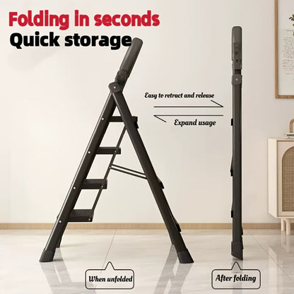 Portable Folding Step Ladder 3/4/5-Step, 500 lbs Weight Capacity, Heavy Duty Non-Slip Plastic Step Stool Ladder, Lightweight Foldable Ladder for Household, Kitchen, Office & Industrial Use