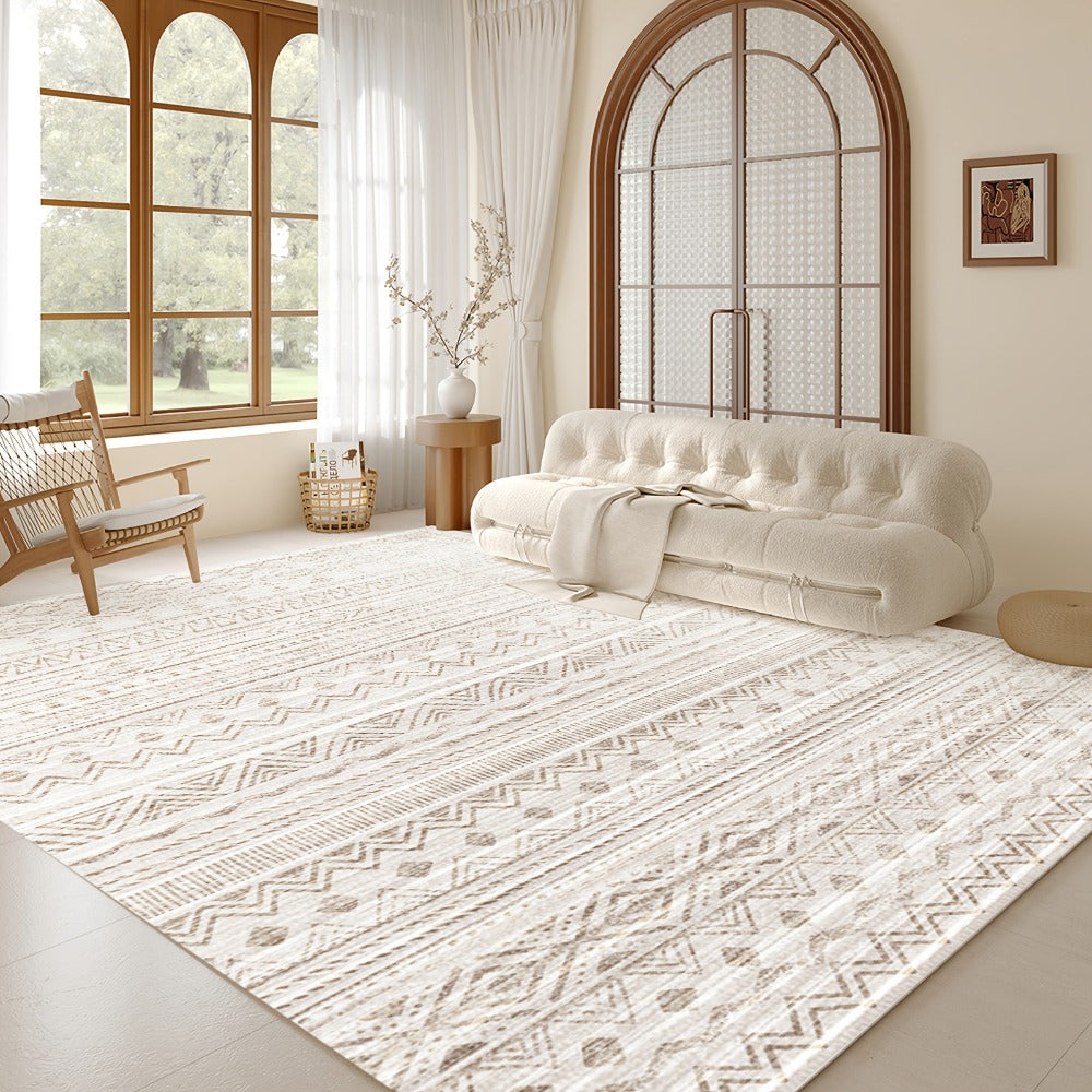 Moroccan and Boho Low-Pile Area Rug in Four Patterns with 59 x 82.6-Inch to 106.2 x 141.7-Inch Sizes