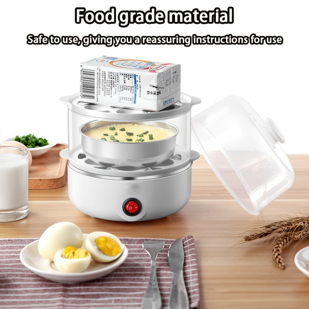 Egg Steamer Stainless Steel Mini Breakfast Machine Single Double Layer Multi-Functional Egg Cooker for Home Dormitory Student Dorm Back to School Holiday Gift