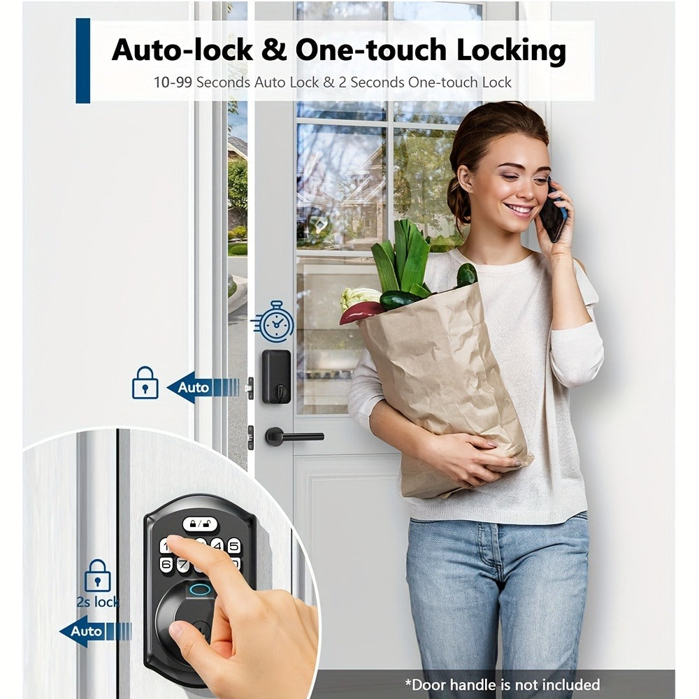 Smart Door Lock Tuya Front Door Deadbolt with Fingerprint Keypad Bluetooth App and Hidden Key