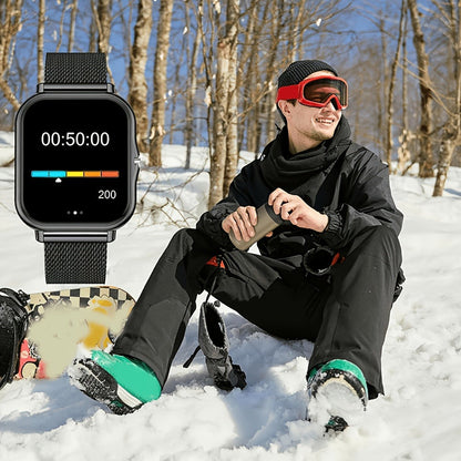 Calling Smartwatch for Men Women Heart Rate Monitor Sleep Tracker Multiple Sport Modes Music Control Weather IP67 Waterproof Magnetic Charging Android iPhone Compatible – Black Pink Silver Gold