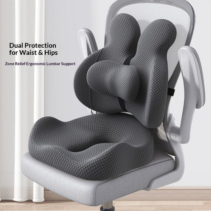 Lumbar Support Cushion & Seat Cushion Set – Ergonomic Office Chair Pillow for Lower Back Pain Relief, Breathable Memory Foam Waist & Hip Support for Home, Car & Desk Chair