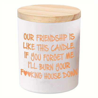 Lavender Scented Soy Candle Best Friend Gift for Women – Engraved Glass Friendship Candle, Funny Unique Birthday Christmas Gift for Friends, Novelty BFF Gift Idea for Her, 12+ Hour Burn
