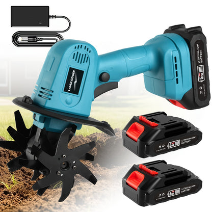 Cordless Electric Cultivator 20V Handheld Rotary Tiller, 9-Inch Width 6.6-Inch Depth, 1 or 2 Batteries & Charger