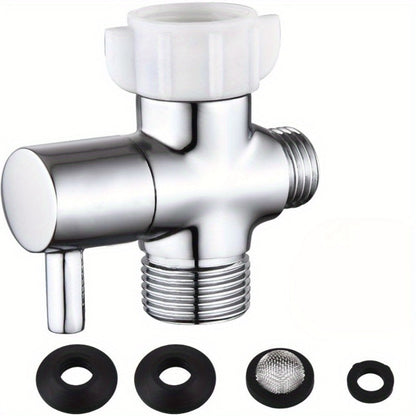 Toilet T-Adapter Diverter Valve with Shutoff - 304 Stainless Steel G7/8 American Thread, Chrome Finish
