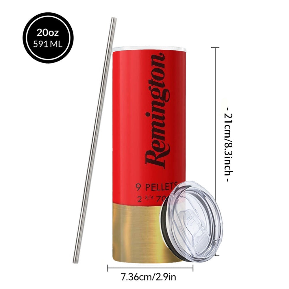 Insulated Tumbler 20oz Bullet and Hunting Graphic in Red, Green or Blue with Lid and Straw