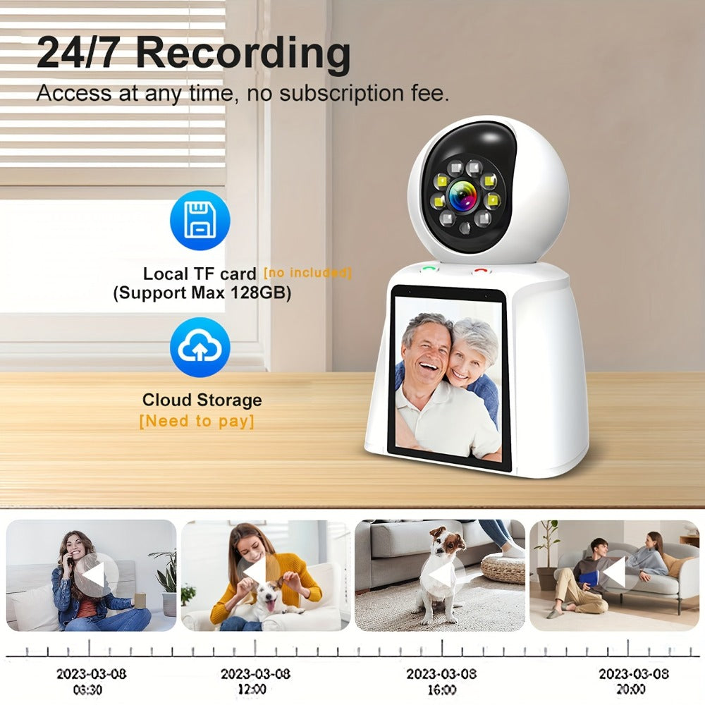 Security Camera 1080P Pet Monitor with 3-Inch Screen, Video Calling, Two-Way Talk and 1 or 2 Pack