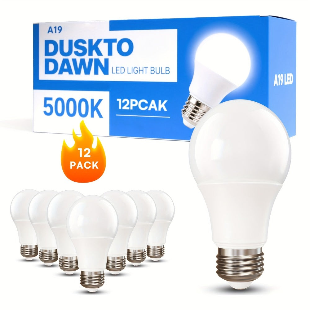 Dusk to Dawn LED Light Bulbs Photocell Sensor Auto On Off - 9W 60W Equivalent E26 Base 5000K for Home, Desk and Accent Lighting