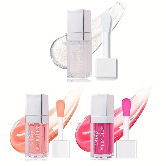 Plumping Lip Gloss Oil Set 3pcs 6pcs Hydrating Transparent Glow Lip Plumper - Long-Lasting High-Shine Glossy Finish in Berry Coral Pink Red, Nourishing Lip Care Gift for Women & Girls