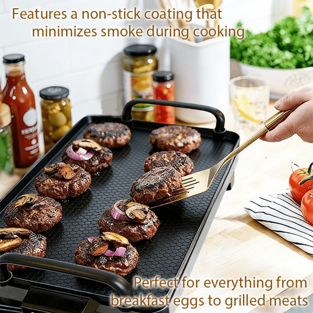 Rectangular Electric Griddle in 15.35 x 8.66 or 22.83 x 10.24 Inches with End Handles and Drip Area