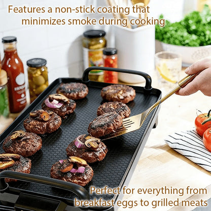 Rectangular Electric Griddle in 15.35 x 8.66 or 22.83 x 10.24 Inches with End Handles and Drip Area
