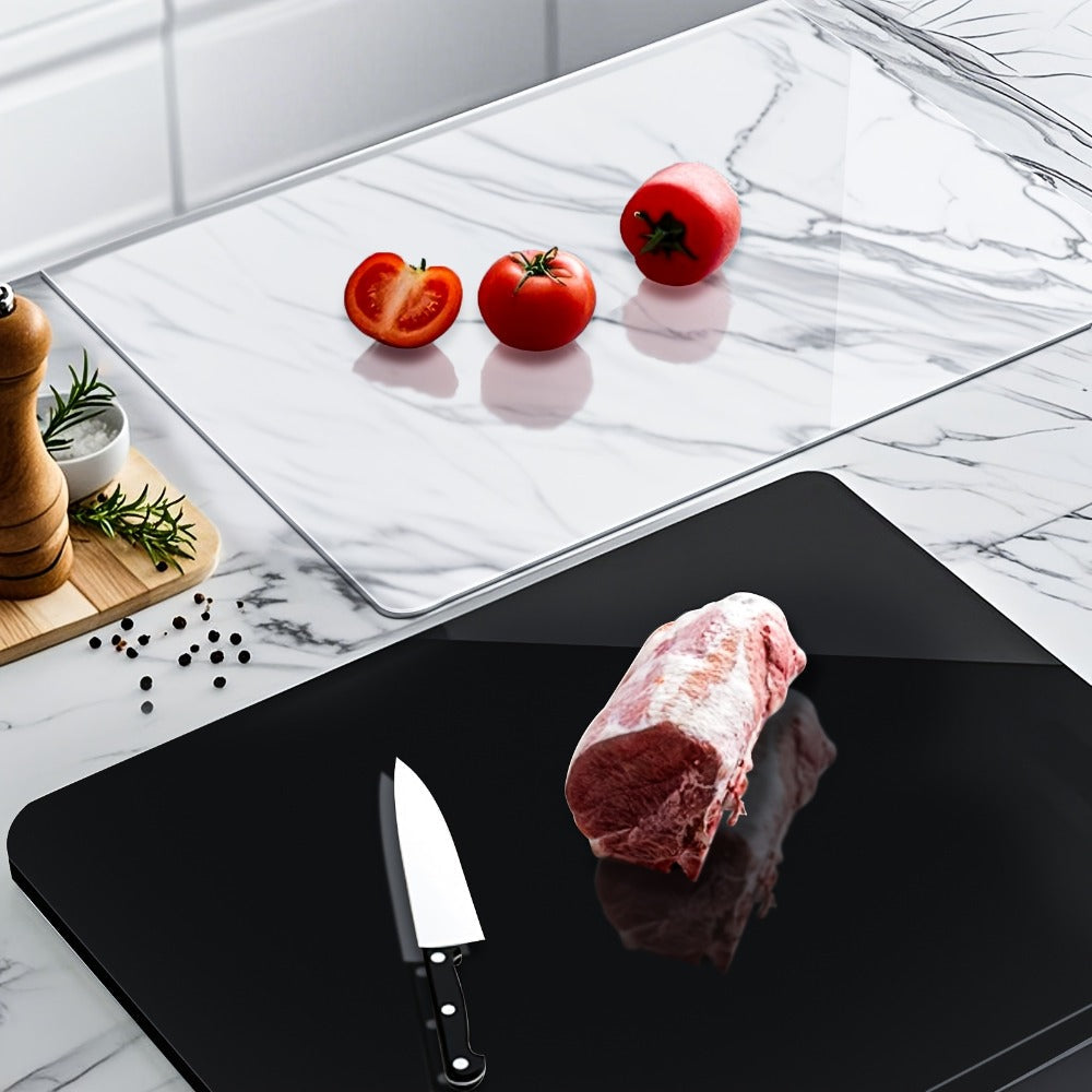Acrylic Cutting Board Large Anti-Slip 17x23 Inch – Clear & Black Countertop Protector for Kitchen & Restaurant – Food Safe Non-Slip Chopping Board for Fruit, Meat & Meal Prep