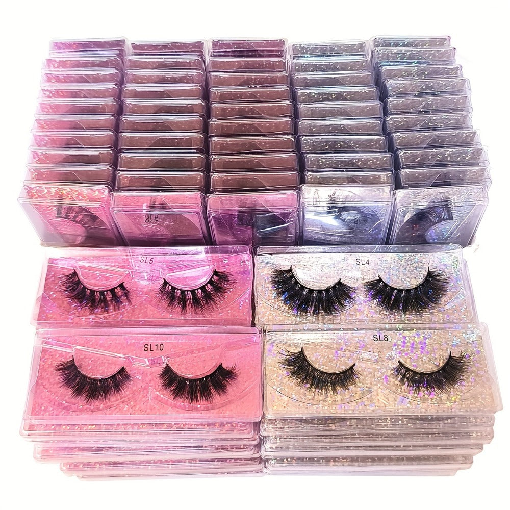 DD Curl False Eyelashes Multipack with 20 Pairs across Five Mixed Styles in Glitter-Top Round Cases