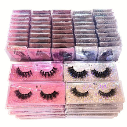 DD Curl False Eyelashes Multipack with 20 Pairs across Five Mixed Styles in Glitter-Top Round Cases