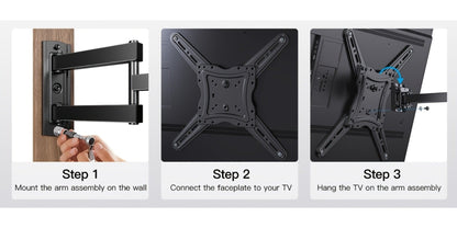 360° Full Rotation TV Wall Mount – Swivel Bracket for Flat Panel TVs, Space-Saving Wall-Mounted Installation, Home Theater & Modern Decor Compatible