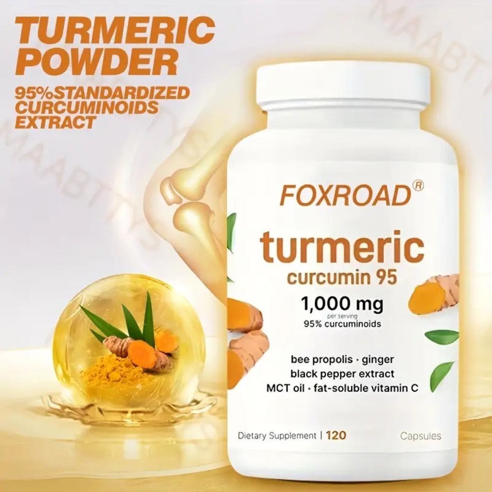 Curcumin 6-in-1 Capsules with 95% Active Curcumin, Vitamin C & Probiotics – 120 Capsules 120-Day Supply | Anti-Inflammatory, Immune & Gut Support | All-Natural Turmeric Formula for Women & Men