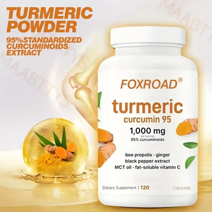 Curcumin 6-in-1 Capsules with 95% Active Curcumin, Vitamin C & Probiotics – 120 Capsules 120-Day Supply | Anti-Inflammatory, Immune & Gut Support | All-Natural Turmeric Formula for Women & Men