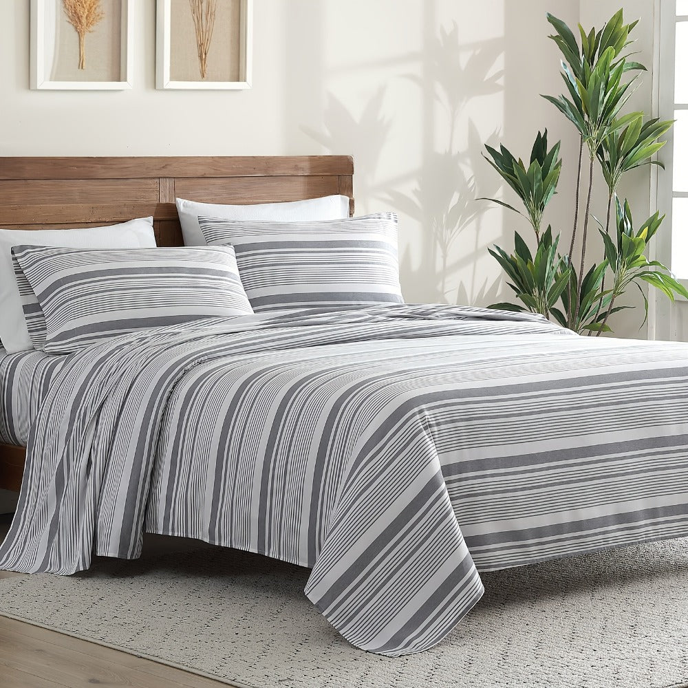 Bed Sheet Set Sanded Polyester Microfiber with 35–39 cm Pocket and Solid or Stripe Pattern Options