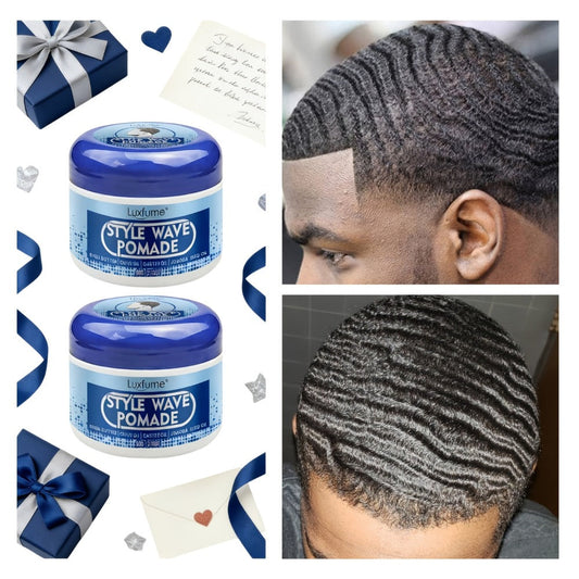 Wave Pomade Strong Hold & Edge Control 3.18oz 2-Pack - Luxfume Non-Greasy Hair Styling Cream with Natural Botanical Extracts, 360 Waves, Easy Wash Out, All Hair Types