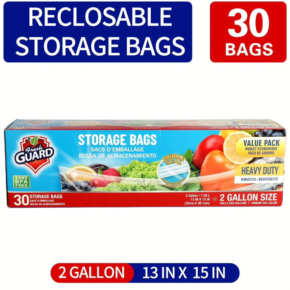 Reclosable Kitchen Storage Bags in Quarter-, One- or Two-Gallon Sizes with Five Count and Pack Options
