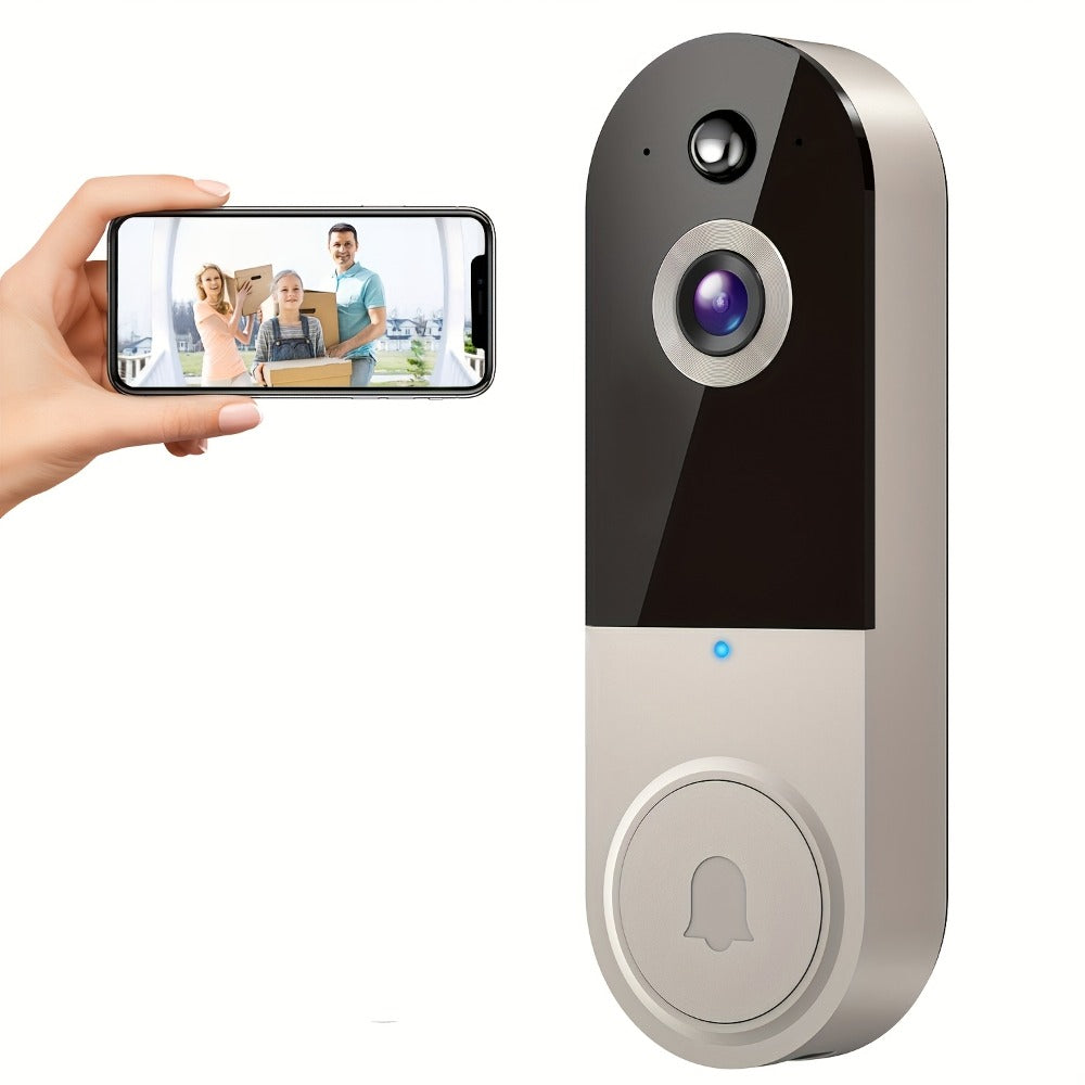 2K WiFi Doorbell Camera Wireless Smart Doorbell with AI Snapshot, Night Vision, Two-Way Intercom, Photo & Video Recording, Local Storage, Rechargeable Battery, Motion Detection, Black Linen