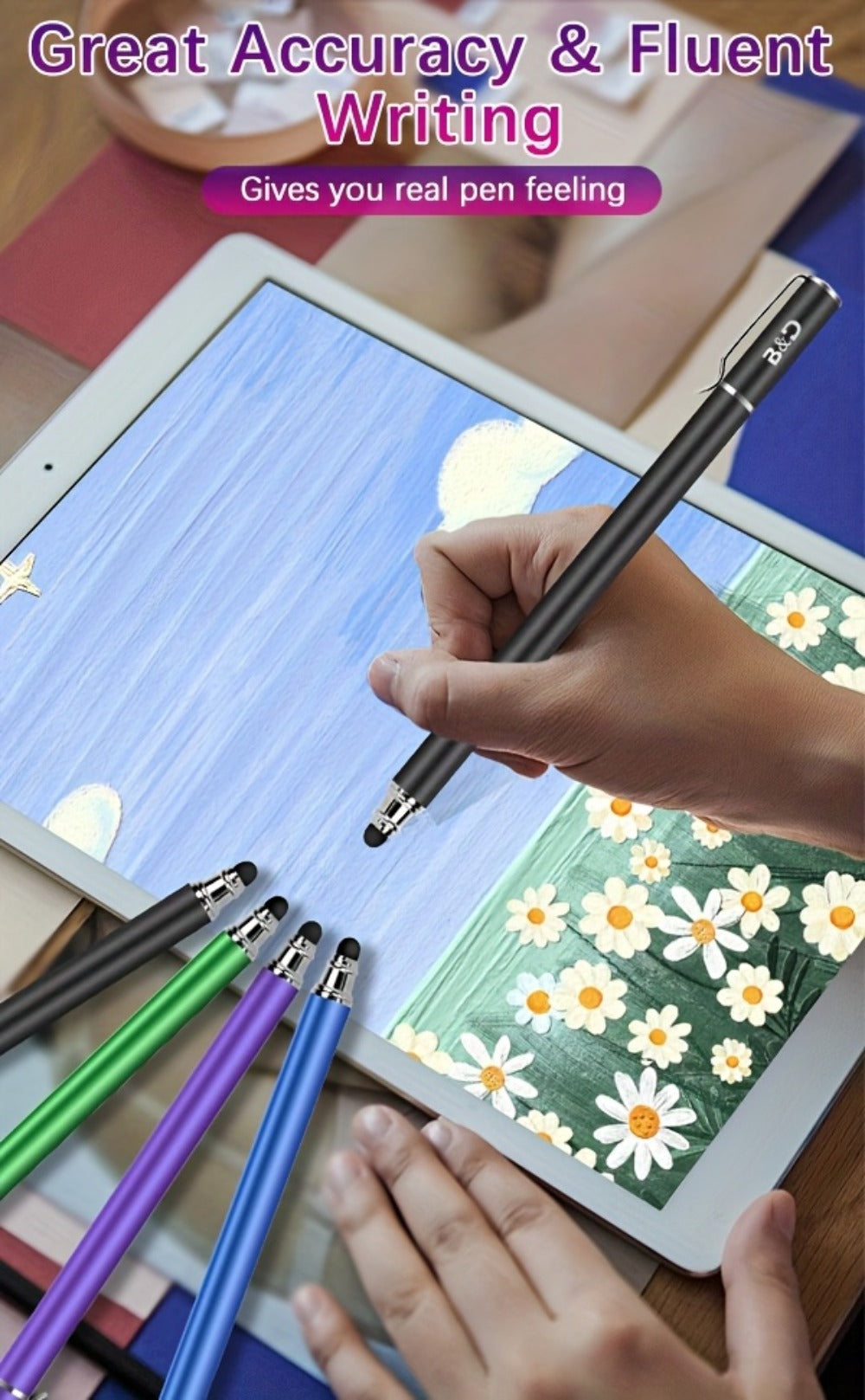 Capacitive Stylus Pen 6 Pack 2-in-1 Universal Touch Screen Stylus with 30 Replaceable Soft Rubber Tips No Battery Required Compatible with iPad iPhone Samsung Galaxy Android Tablets Phones Multicolor Set