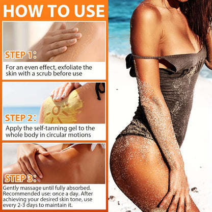 Black Flip-Cap Self-Tanning Lotion 200ml with Coconut and Glycerin Labeling for Body Application