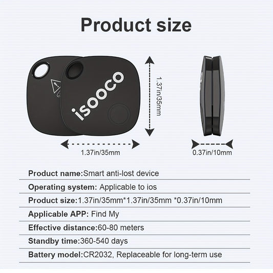 Black Mini Item Tracker Tags Six-Piece Set with Keyring Holes and One 6-Pack Checkout Pictured