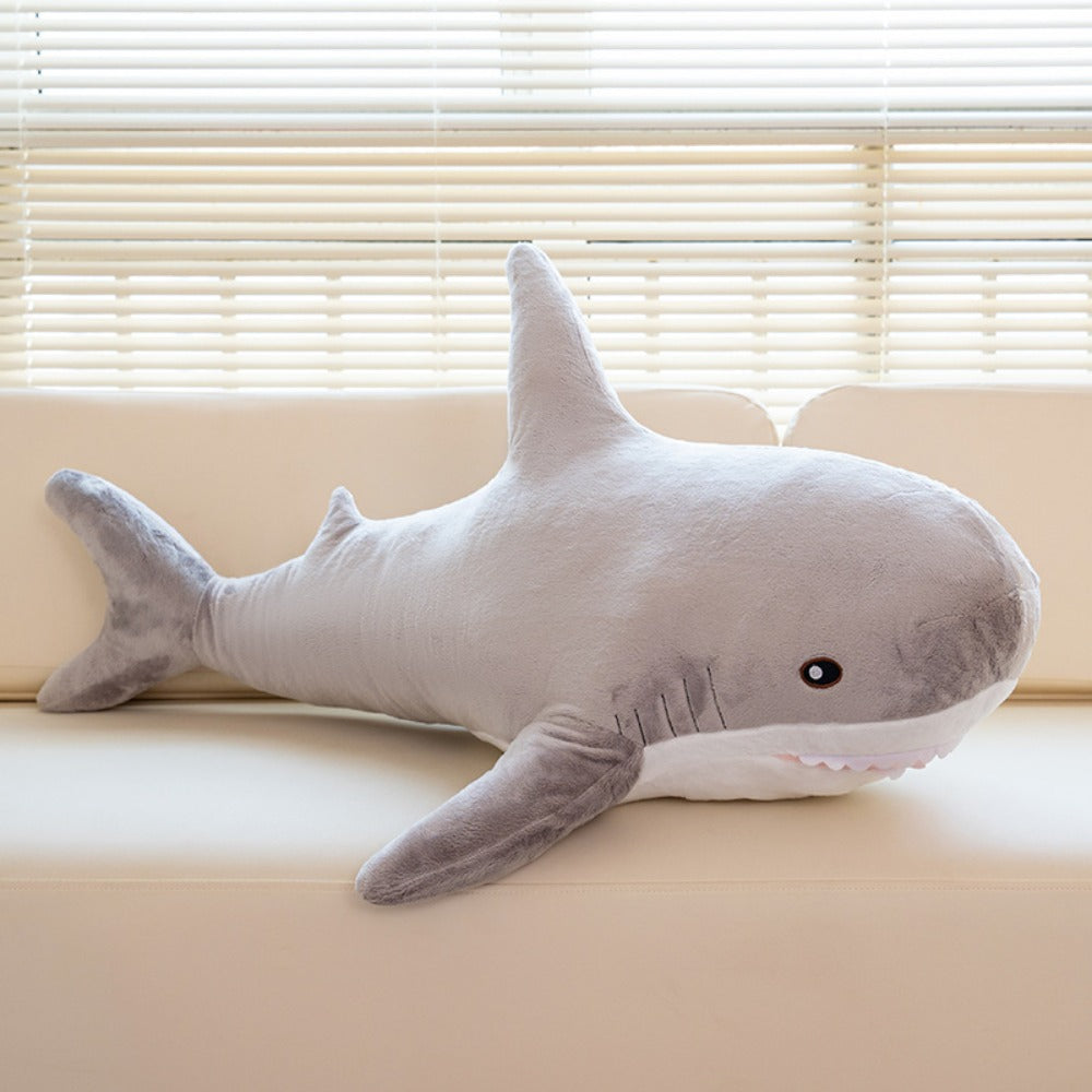 Plush Toy – Jumbo Shark Pillow 24-Inch in Blue, Grey, Blue-Pink or Rainbow Colorways and Ocean Decor