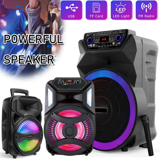8-Inch Subwoofer Party Speaker 1000W Portable Rechargeable Wireless Bluetooth | Heavy Bass, FM Radio, LED Lights, Remote Control, Built-in Mic, AUX/USB/TF – Outdoor & Indoor Karaoke Boombox